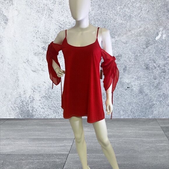 Lovers + Friends Red Trenton Paradise Cold Shoulder S - Picture 1 of 10